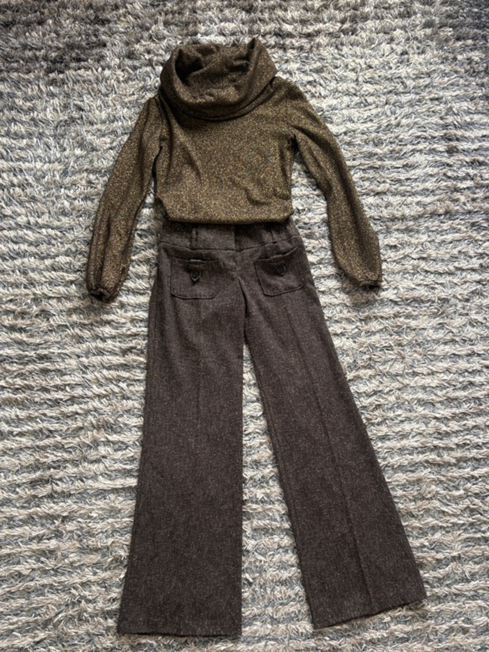 Shimmer Cowl Neck Sweater in Metallic Chocolate EUR S Gift - Matching Pants